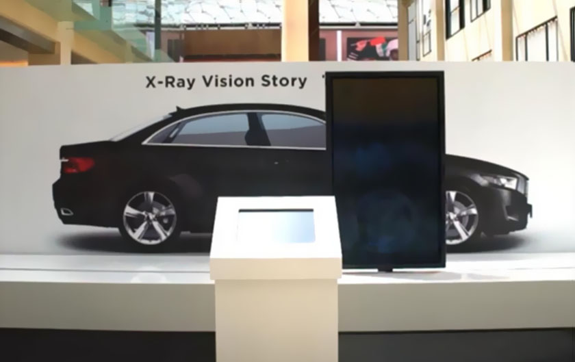 落地式滑軌屏 汽車展廳設(shè)計中的落地式滑軌屏