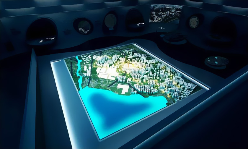 智慧城市展廳中的數(shù)字沙盤 智慧城市展廳中的數(shù)字沙盤