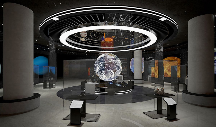 天文館中的球幕投影效果圖 天文館中的球幕投影效果圖