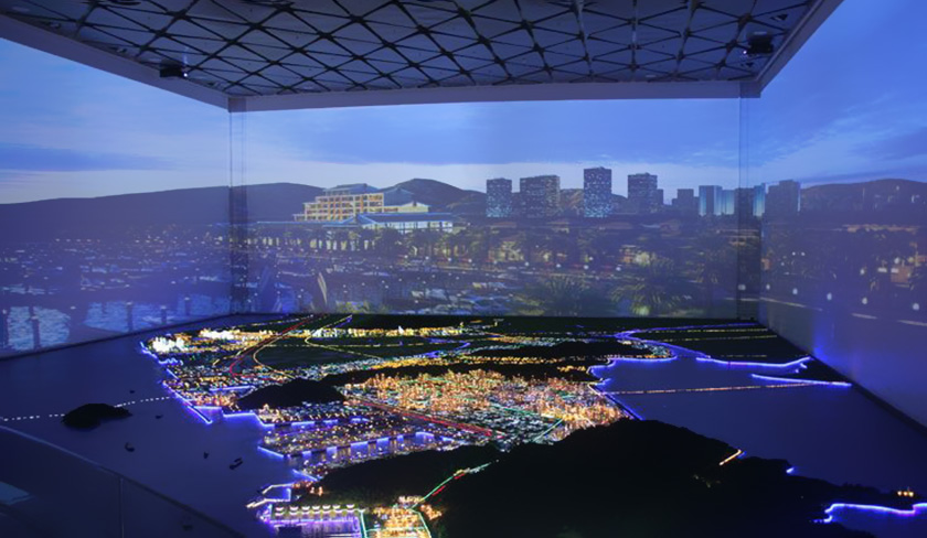 數(shù)字沙盤與折幕投影結(jié)合 數(shù)字沙盤與折幕投影結(jié)合