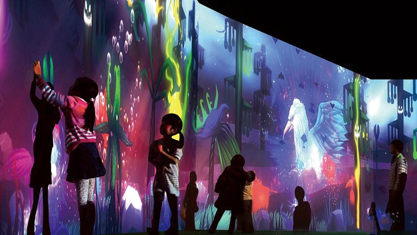 兒童樂園中的投影互動墻面 兒童樂園中的投影互動墻面